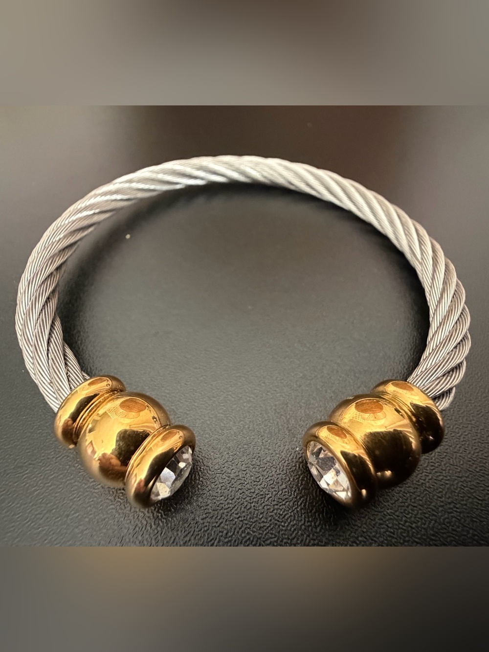STAINLESS STEEL TWISTED CABLE CUFF BRACELET